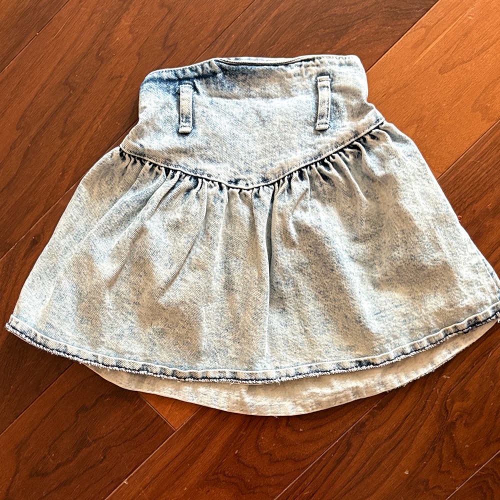 Vintage Denim acid wash Skirt with Belt Loops elastic band waist made in USA sz5
